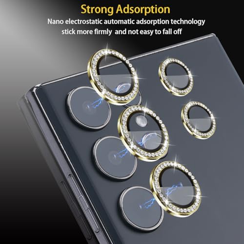 Camera Lens Protector for Samsung Galaxy S25 Ultra, Diamond Gold - color: Diamond Gold
