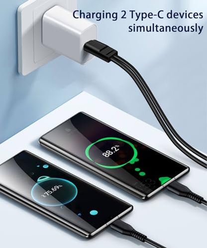 3.3FT Dual USB C Multi USB C Cable 2Pack, 2 in 1 Multi Charge Cable - size: 3.3FT*2, style: 2Type-C