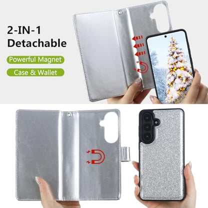 Varikke for Galaxy S26+/Plus Wallet Case Magnetic Detachable, Silver - color: Silver, size: Galaxy S26+/S26 Plus 6.7"