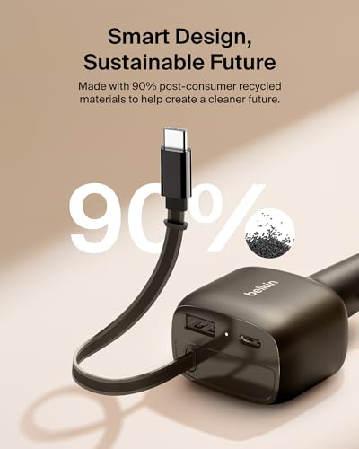 Belkin 75W USB C Car Charger, with 2.5ft. Retractable Cable