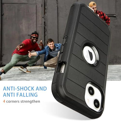 for iPhone 14 Case Defender, Heavy Duty Protective, Black | Full-Body 3 Layers of Sturdy for Phone Case iPhone 14, Anti-Drop, Rugged Shockproof Cover for Black iPhone14 Case - color: Black