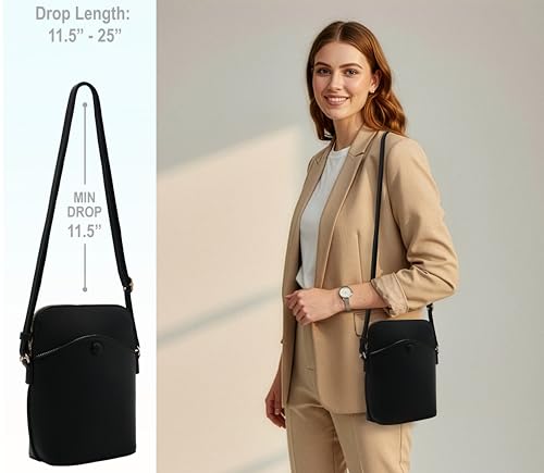 Small Crossbody Bag with Gold Hardware, Mini Shoulder Purse with Adjustable Strap - color: Black