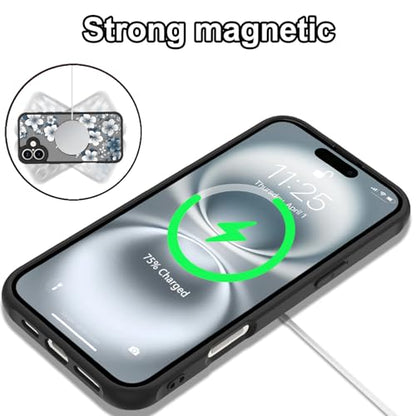 Magnetic for iPhone 16 Plus Case,White Flower | [Compatible with MagSafe] Cute Fashion Translucent Matte Hard Back Shockproof Anti-Scratch Phone Case,Ink Flower - color: Ink Flower, size: iPhone 16 Plus