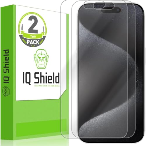 IQShield 2 Pack Screen Protector for iPhone 15 Pro Max, Easy Install, Ultra Thin, Anti-Scratch, Anti-Bubble, Smudge Resistant, Clear TPU Film - size: 6.7