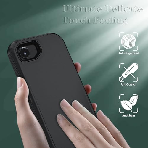 Phone Case for iPhone 16e Case & iPhone 17e Case with HD Screen Protector, Heavy Duty Shockproof & DustProof & 3-Layer Cover Phone Case for iPhone 16e/17e, Black - color: Black