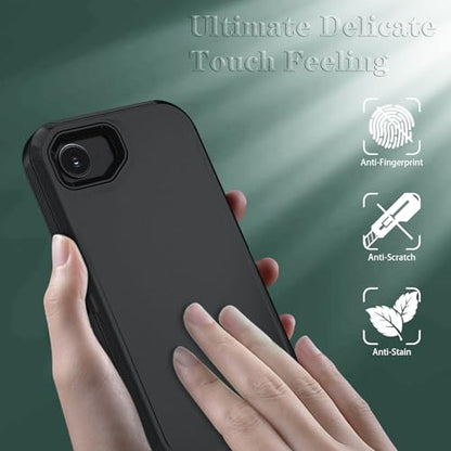Phone Case for iPhone 16e Case & iPhone 17e Case with HD Screen Protector, Heavy Duty Shockproof & DustProof & 3-Layer Cover Phone Case for iPhone 16e/17e, Black - color: Black