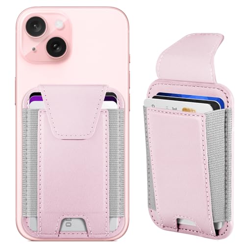 Miroddi for MagSafe Wallet with Privacy Flap, Strongest Magnetic Wallet | 7 Cards Holder, RFID Blocking, Leather Magnetic Phone Wallet for iPhone 17/16/15/14/13/12 Series and Pixel 10 Series - color: Baby Pink