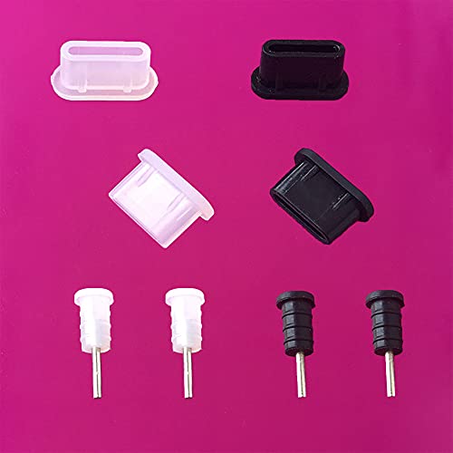 MYUBWTF Anti-dust Plug Set - 8 Silicone Caps, 4 Type-C & 4 Headphone Plugs, Compatible with Type C & Earphone Jacks