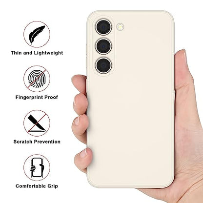Vanjua Case for Samsung Galaxy S23 (Only), Stylish Liquid Silicone Slim Full-Body Protective Cover Compatible with Samsung Galaxy S23 5G 6.1 Inch Phone Case (White) - color: White