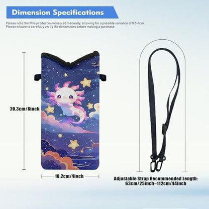 Cartoon Axolotl Print Crossbody Shoulder Neoprene Bag, Phone Holder Crossbody Bag with Adjustable Buckle, Fits Apple and Android, Use for Walking, Hiking & Biking - color: Cartoon Axolotl Print