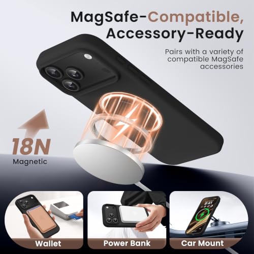 GONEZ Magnetic for iPhone 17 Pro Max Case, Silicone Cover Black - color: Black, size: Iphone 17 Pro Max