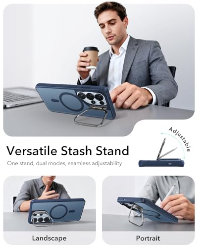 ESR for Samsung Galaxy S26 Ultra Phone Case with Stash Stand, Compatible with MagSafe, Military-Grade Protection, Magnetic Case for, Scratch-Resistant Back Cover, Frosted Navy Blue - color: Frosted Navy Blue