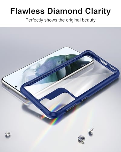 HOOMIL Case for Samsung Galaxy S21 FE (ONLY 6.4-Inch), Non-Yellowing, Drop Protection, Anti-Scratch Transparent Hard Back Phone Cover - Navy Blue - color: Blue, size: Samsung Galaxy S21 FE