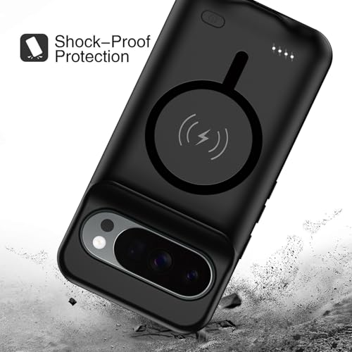 Battery Case for Pixel 10/10 Pro, Upgraded 10000mAh Battery Pack Rechargeable Charger Case with Wireless Charging Compatible for Pixel 10/10 Pro(6.3 inch) External Charging Cover(Black) - size: Pixel 10/10 Pro