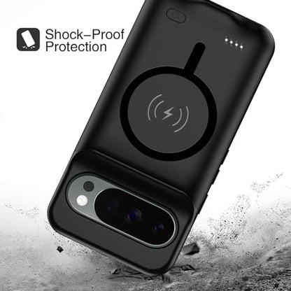 Battery Case for Pixel 10/10 Pro, Upgraded 10000mAh Battery Pack Rechargeable Charger Case with Wireless Charging Compatible for Pixel 10/10 Pro(6.3 inch) External Charging Cover(Black) - size: Pixel 10/10 Pro