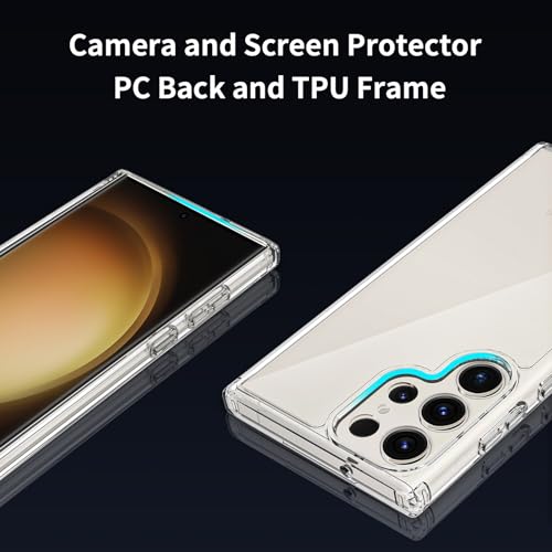 for Samsung Galaxy S23 Ultra Case Clear, 6.8 Inches Heavy Duty Protection Wireless Charging Compatible Lightweight Shockproof Anti-Slip Transparent Protective Phone Cover - color: Clear