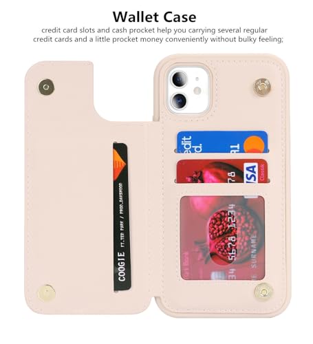 iCoverCase Compatible with iPhone 11 Case with Card Holder, Wallet Phone Case for Women Men RFID Blocking PU Leather Protective Case 6.1 Inch (Beige) - color: Beige