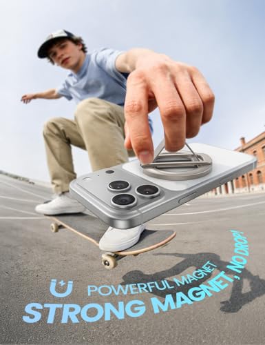 Lamicall Magnetic Phone Grip Holder for MagSafe - Soft Silicone Finger Loop - color: Titanium - Zinc Alloy - Silicone Grip