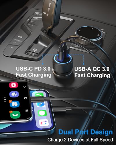 USB C Car Charger 3Pack, OKRAY 36W Fast Charging PD+QC 2-Port Car Chargers - color: Black, size: 3-Pack