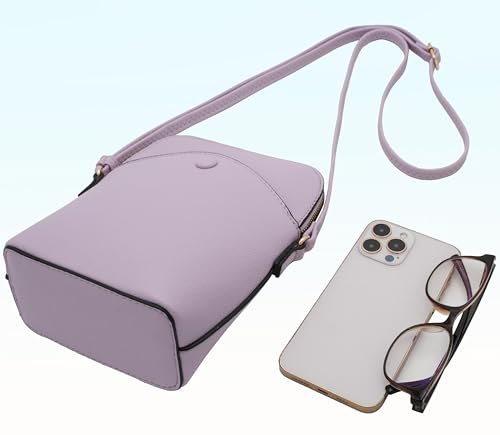 Small Crossbody Bag with Gold Hardware, Mini Shoulder Purse with Adjustable Strap - color: Lavender