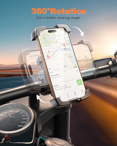 SUPERONE Motorcycle Bike Phone Mount, Bicycle Handlebar Phone Holder Clamp - color: Black