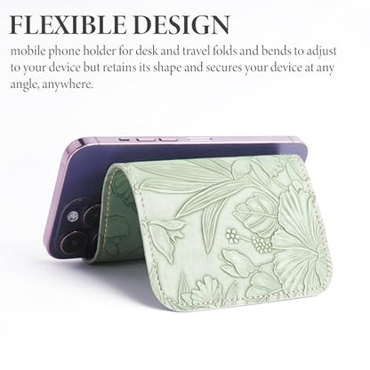 Airplane Travel Essentials for Flying Flex Flap Cell Phone Holder & Flexible Tablet Stand for Desk, Bed, Treadmill, Home & in-Flight Airplane Travel Accessories(1-Carved Green2) - color: 1-Carved Green2