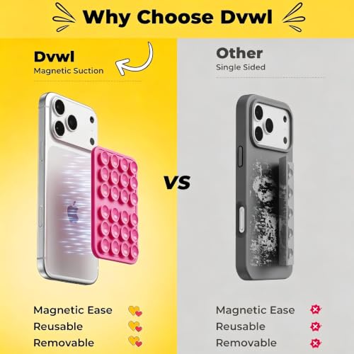 2026 Upgraded Magnetic Suction Sticky Phone Grip for Magsafe, Hot Pink - color: Hot Pink