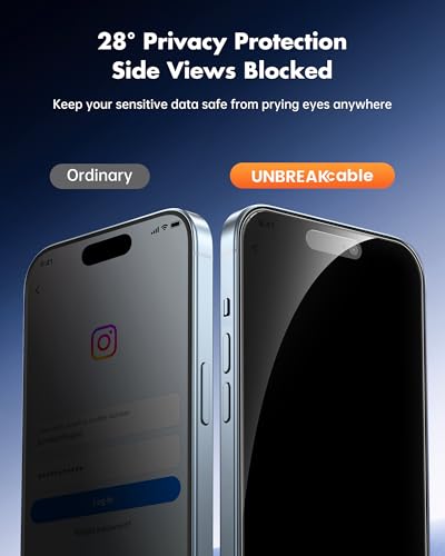UNBREAKcable Privacy Screen Protector for iPhone 15, 2-Pack - size: iPhone 15