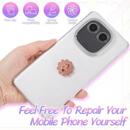 16 Pcs Metal Phone Finger Grip Hook Cute Heart Phone Charm Hooks Heart-Shaped Universal Adhesive Metal Hook Adhesive Smartphone Finger Ring Stand for Cellphone Case Pad Tablet DIY Accessories