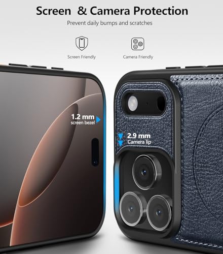 WTCASE Magnetic for iPhone 1X Leather Case,Built-in Invisible Stand [Compatible with Magsafe] Protective Slim Kickstand Phone Cover (2025) (Blue, iPhone 1R Pro Max) - color: Blue, size: iPhone 1R Pro Max