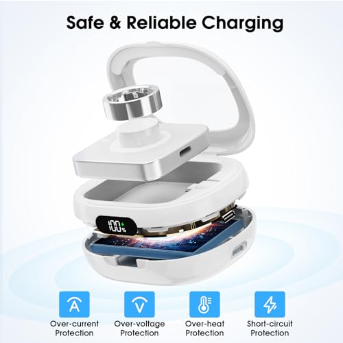 Wireless Charging Case Compatible with Ou-ra Ring Gen 5/4/3 Charger, 2000mAh Portable Charging Case with LED Display for Fitness & Travel, 30-Day Runtime (Official Charger Not Included) White - color: White