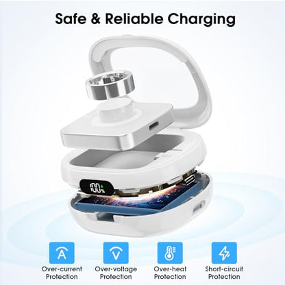 Wireless Charging Case Compatible with Ou-ra Ring Gen 5/4/3 Charger, 2000mAh Portable Charging Case with LED Display for Fitness & Travel, 30-Day Runtime (Official Charger Not Included) White - color: White