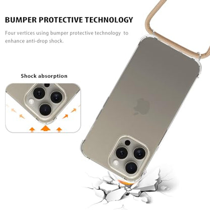 for iPhone 15 Pro Crossbody Case Clear Wearable Adjustable Shoulder Neck Lanyard Strap Cover Women Girls Soft Slim Protective Hanging Phone Mobile Case for iPhone 15 Pro - Beige - size: for iPhone 15 Pro