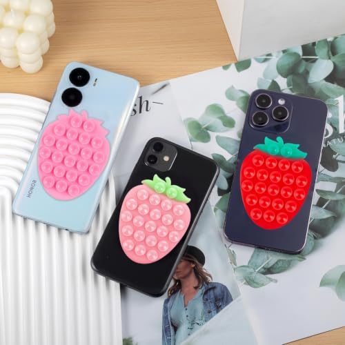 CIEO SuctionPhone Grip, Strong Silicone Suction,Strawberry Sticky Grip,Suitable for Selfies and Videos on Mirrors, Bathrooms and Smooth Surfaces, Compatible with iPhone (Strawberry Pink) - color: Strawberry Pink
