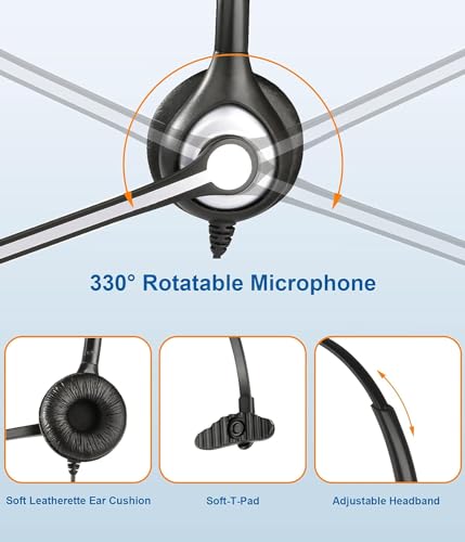 Wantek Cell Phone Headset with Microphone Noise Cancelling for Laptops, PC,3.5mm Jack,Volume Control,Wired Computer Headsets for Zoom Skype,for Office,Business, Call Center, Clear Chat（Black） - color: Black