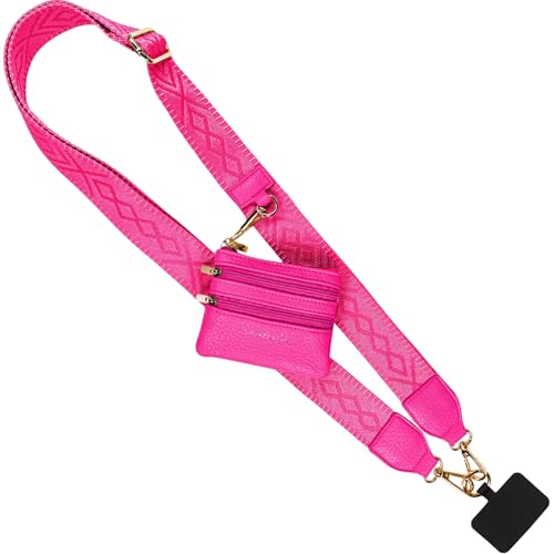 Save the Girls Clip & Go Phone Lanyard with Wallet Pouch, Classic Magenta - color: Magenta