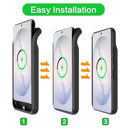 Battery Case for Galaxy S26 Plus, Upgraded 12000mAh Battery Pack Rechargeable Charger Case with Wireless Charging Compatible for Galaxy S26 Plus(6.7 inch) External Charging Cover(Black) - size: Galaxy S26 Plus