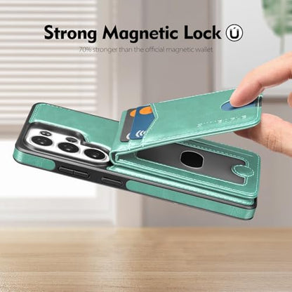 SkyEagle Compatible Magsafe 2 in 1 Detachable Samsung Galaxy S26 Ultra Wallet Case Card Holder Women Men,Magnetic Shockproof PU Leather Phone Case RFID Blocking Flip Kickstand Credit Slots,Blue Green - color: Blue Green, size: Samsung Galaxy S26 Ultra - 6
