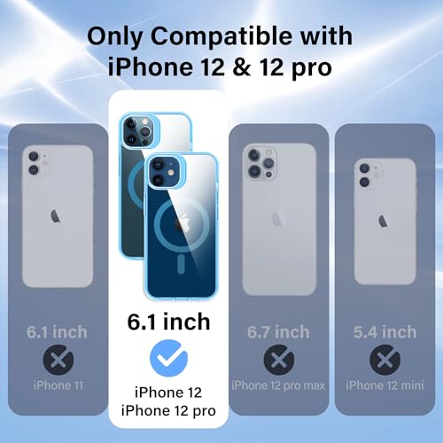 Supdeal Magnetic Clear Case for iPhone 12/12 Pro, [Compatible with MagSafe] [Non Slip Bumper & Not Yellowing] Military Grade Shockproof Transparent Silicone Phone Cover, 6.1", Blue - color: Blue, size: iPhone 12/12 Pro