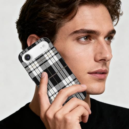Black and White Tartan PlaidAnti-Yellowing Soft TPU Phone Case for iPhone 17, Shockproof and Scratch-Resistant Case - color: black-style-146