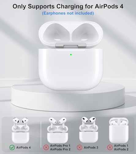 Wireless Charging Case Compatible with AirPods 4 (USB-C Port) | Replacement Case with Bluetooth Pairing Sync Button, Earbuds Not Included