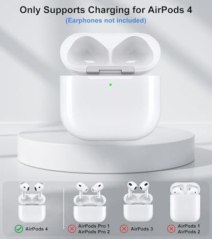 Wireless Charging Case Compatible with AirPods 4 (USB-C Port) | Replacement Case with Bluetooth Pairing Sync Button, Earbuds Not Included