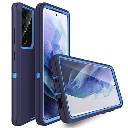 MXX Case Compatible with Galaxy S21 Ultra Case, 3-Layer Super Full Heavy Duty Body Bumper Cover/Shock Protection/Dust Proof, Designed for Samsung Galaxy S21 Ultra 5G 6.8 Inch 2021 (Blue) - color: Blue