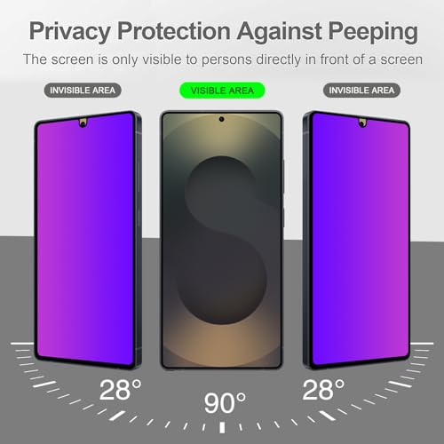 Compatible for Samsung Galaxy A15 / A15 5G/ A24 / A24 5G Matted Privacy Screen Protector Tempered Glass, Matted Gradient Anti Spy Anti Blue Light Easy Installation,【Not Support Fingerprint Unlock】, 2 Pack