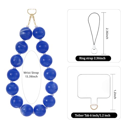 Marble Beaded Phone Wrist Strap Colorful Phones Charm Anti Theft Phones Chain Detachable Hand-Free Y2k Tops - color: Fleshcolor