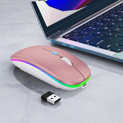 WREANU Wireless Bluetooth Mouse, Rechargeable Laptop Mice, Rose Gold - color: Rose Gold Wireless Bluetooth Mouse