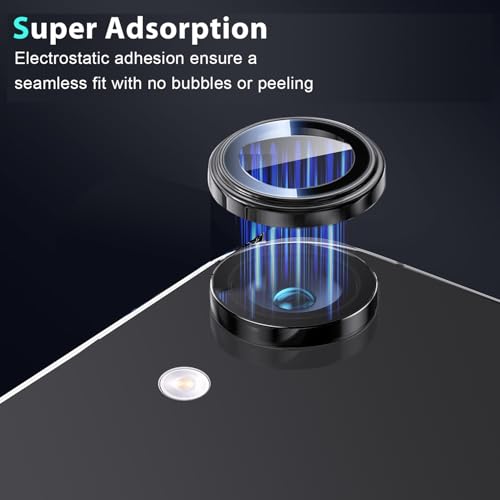 Zeking (2 Set Camera Lens Protector Compatible with Samsung Galaxy Tab S11, Scratch-Resistant HD Clarity Ultra-Thin 9H Tempered Glass with Aluminum Edging, Individual Metal Lens Cover (Black) - color: Black