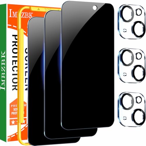 IMBZBK 3 Pack Privacy Screen Protector for iPhone 15,Tempered Glass - color: 15-Black