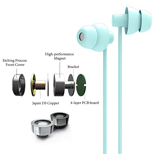 MAXROCK (TM Total Soft Silicon Headphones with Mic Sleep Travel Choice for Cellphones Tablets and 3.5mm Jack (Light Green) - color: Light Green