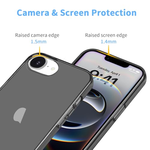 JJGoo for iPhone 17e Case for iPhone 16e Case Clear, Soft Transparent Shockproof Protective Slim Thin Phone Case Cover for 16e / 17e - color: Black